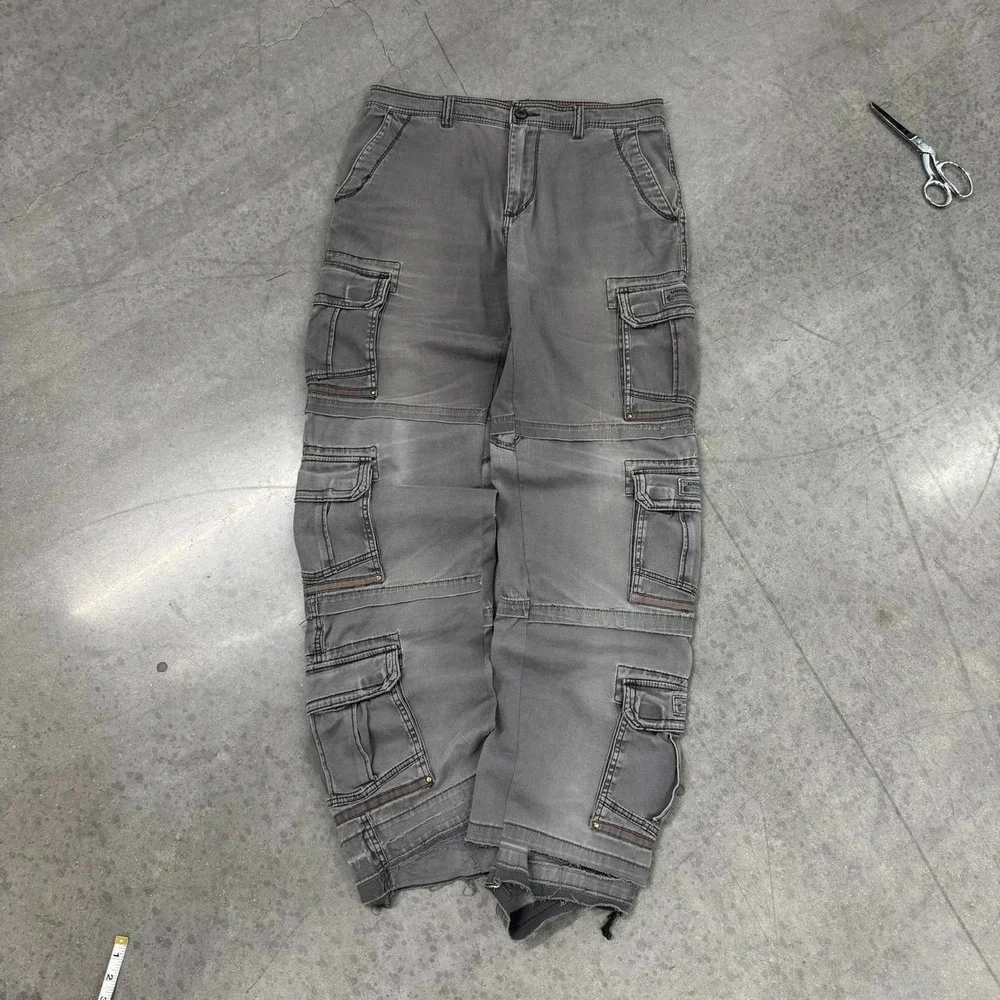 1 OF 1 Fedi Cartel 00s Y2K BAGGY Gray CARGO UTILITY PANT - 35/37